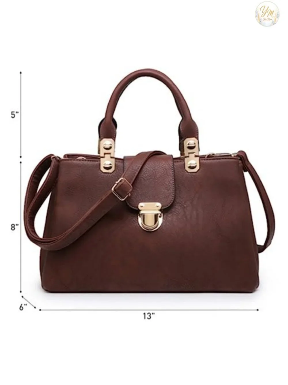 Vegan Leather Satchel Handbag Top Handle Tote with Detachable Shoulder Strap